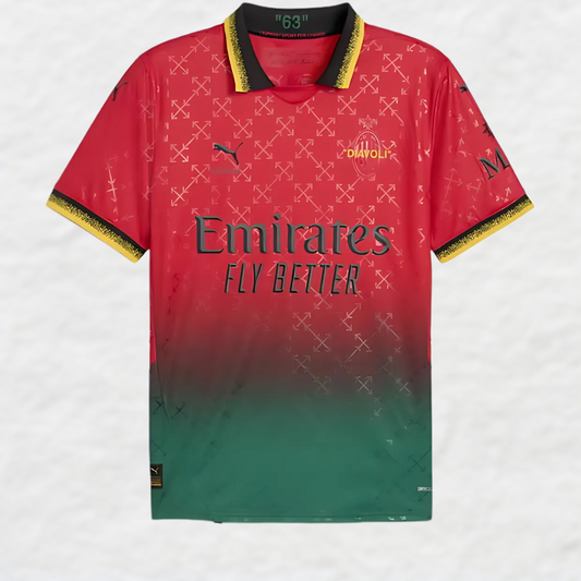 AC MILAN "OFF" FASHION COLLAB RED 2024/25 SPECIAL EDITION SHIRT